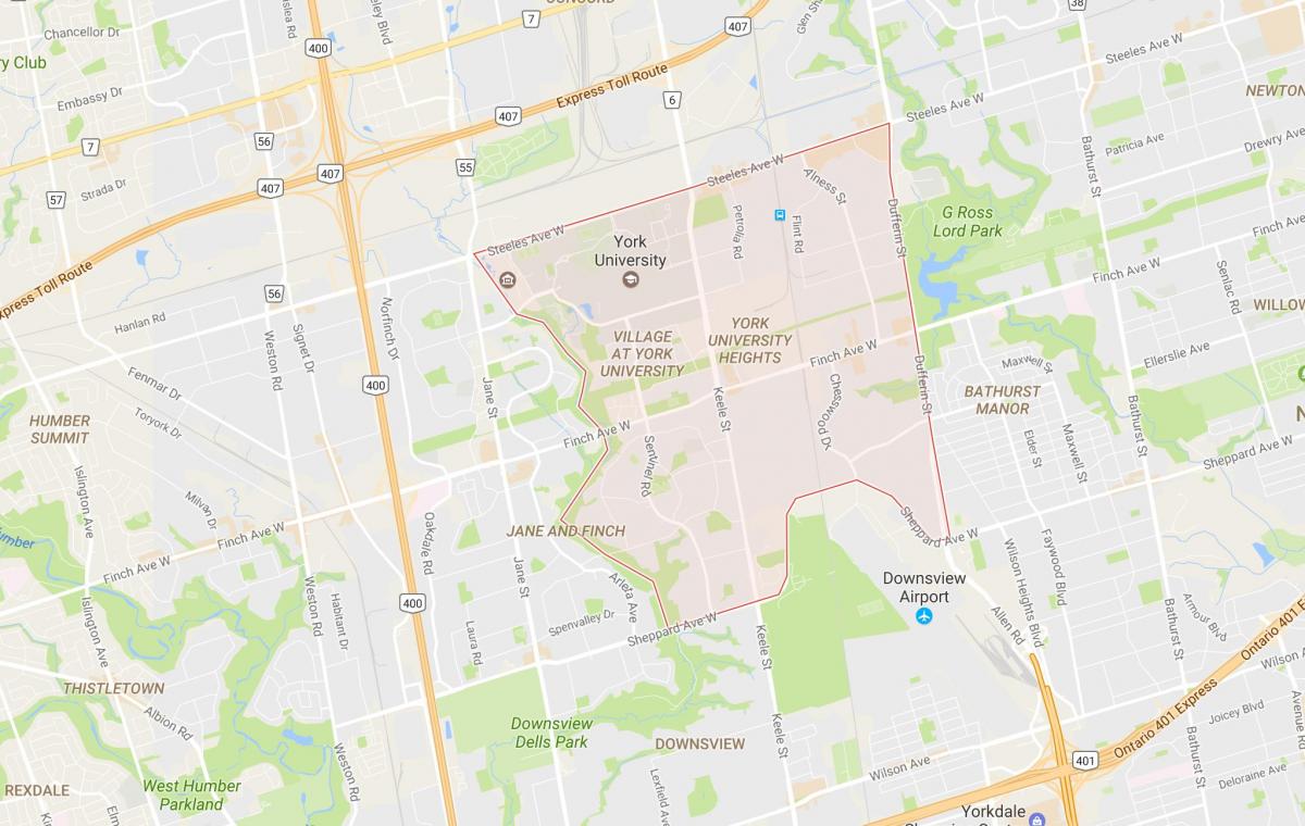 Газрын зураг-Йоркийн их Сургуулийн Өндөрт хөрш Торонто