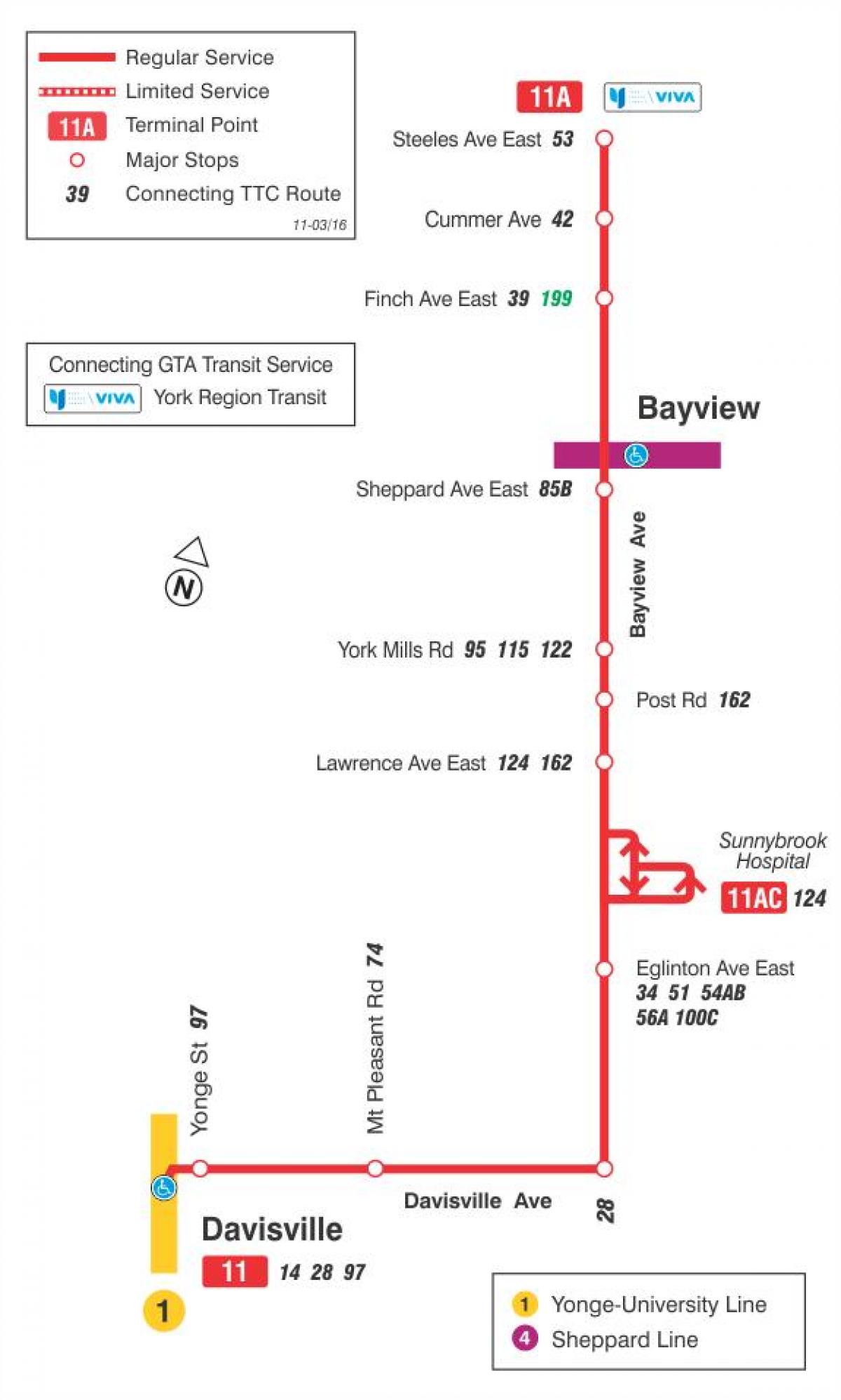 Зураг TTC 11 Bayview автобусны маршрут Торонто