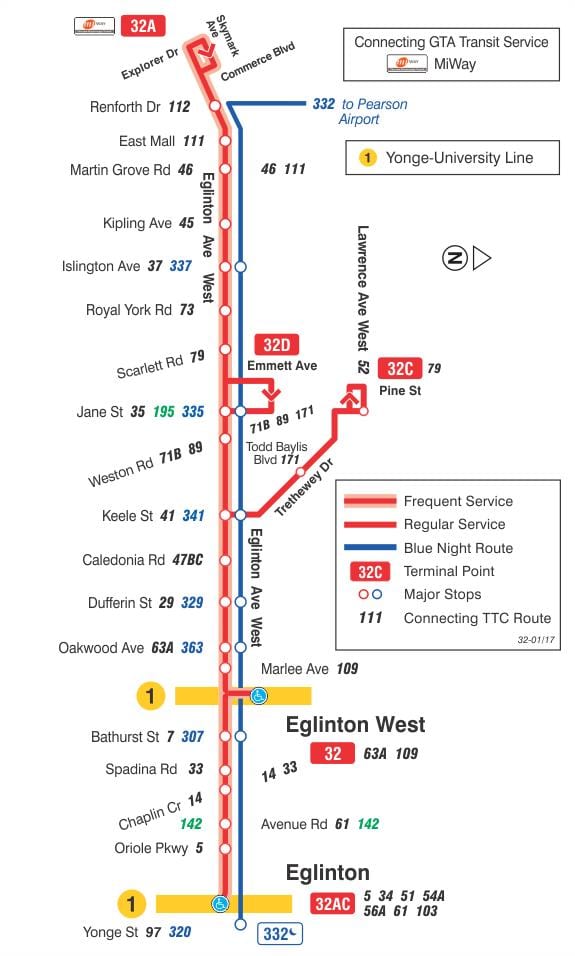 Зураг TTC 32 Eglinton Баруун автобусны маршрут Торонто