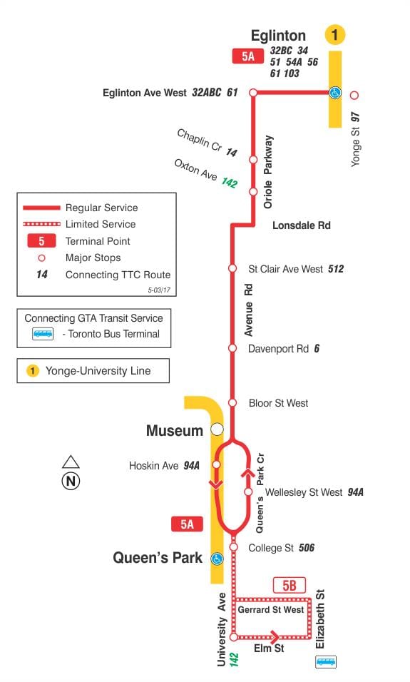 Зураг TTC 5 өргөн Чөлөө Рд автобусны маршрут Торонто