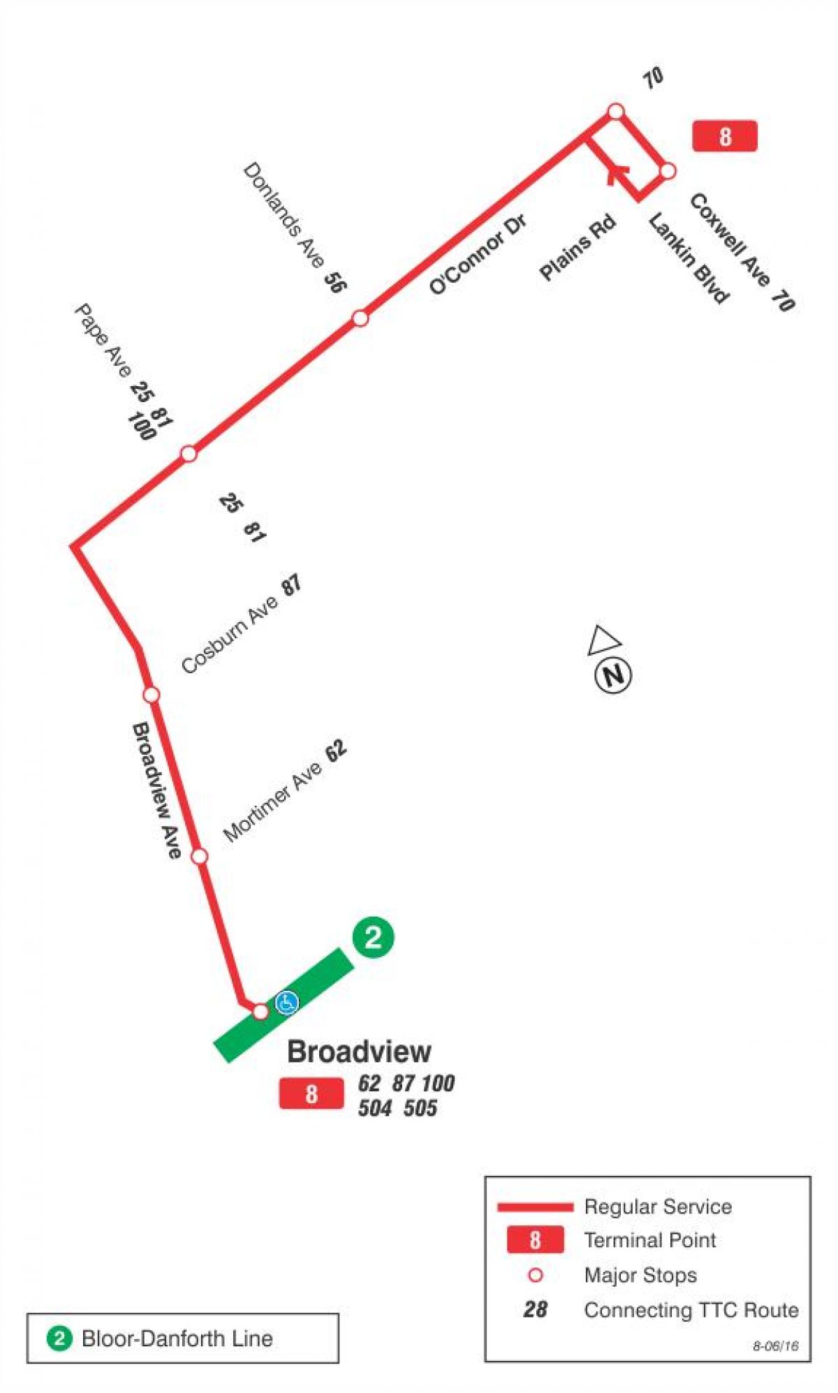 Зураг TTC 8 Broadview автобусны маршрут Торонто