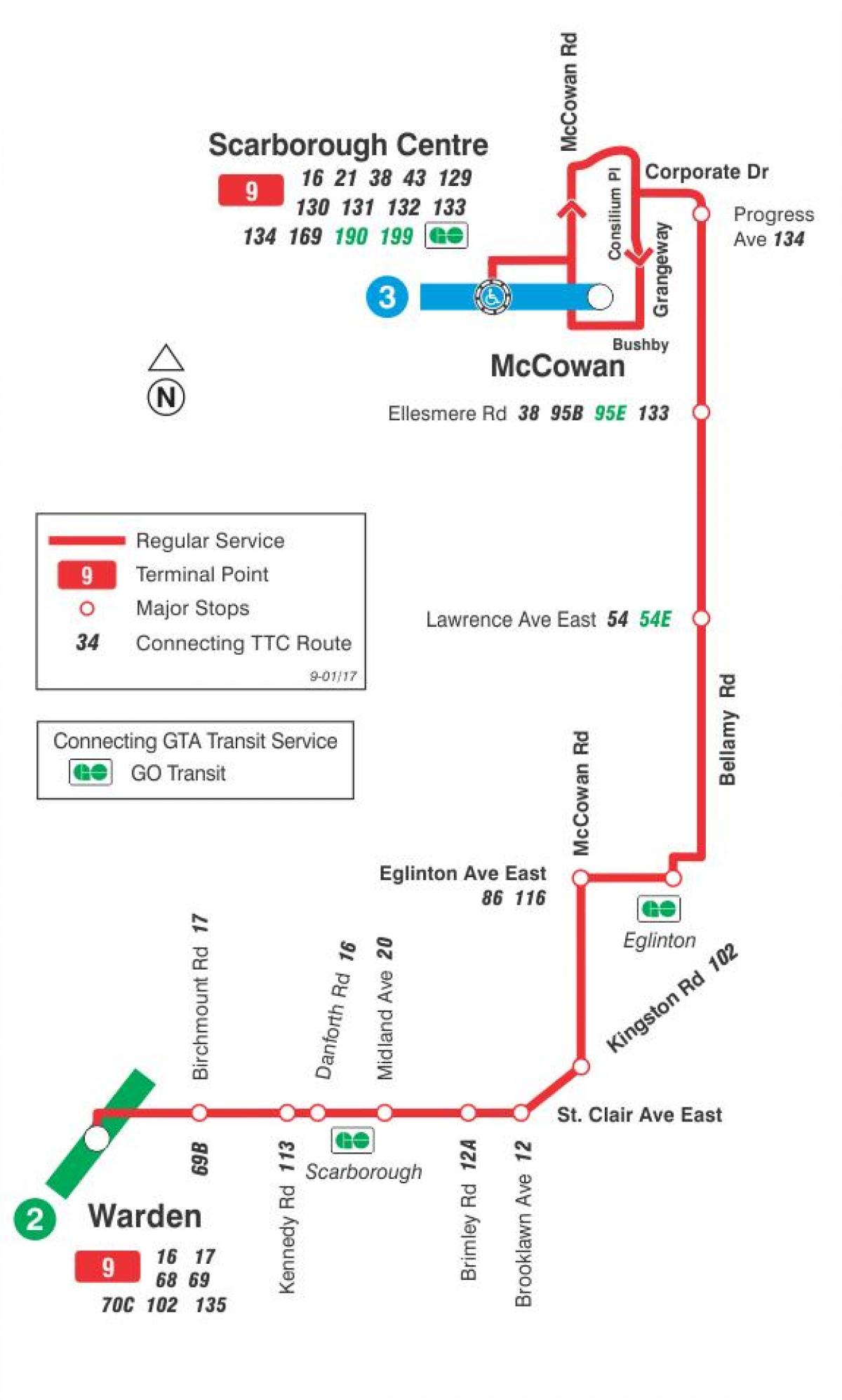 Зураг TTC 9 Bellamy автобусны маршрут Торонто