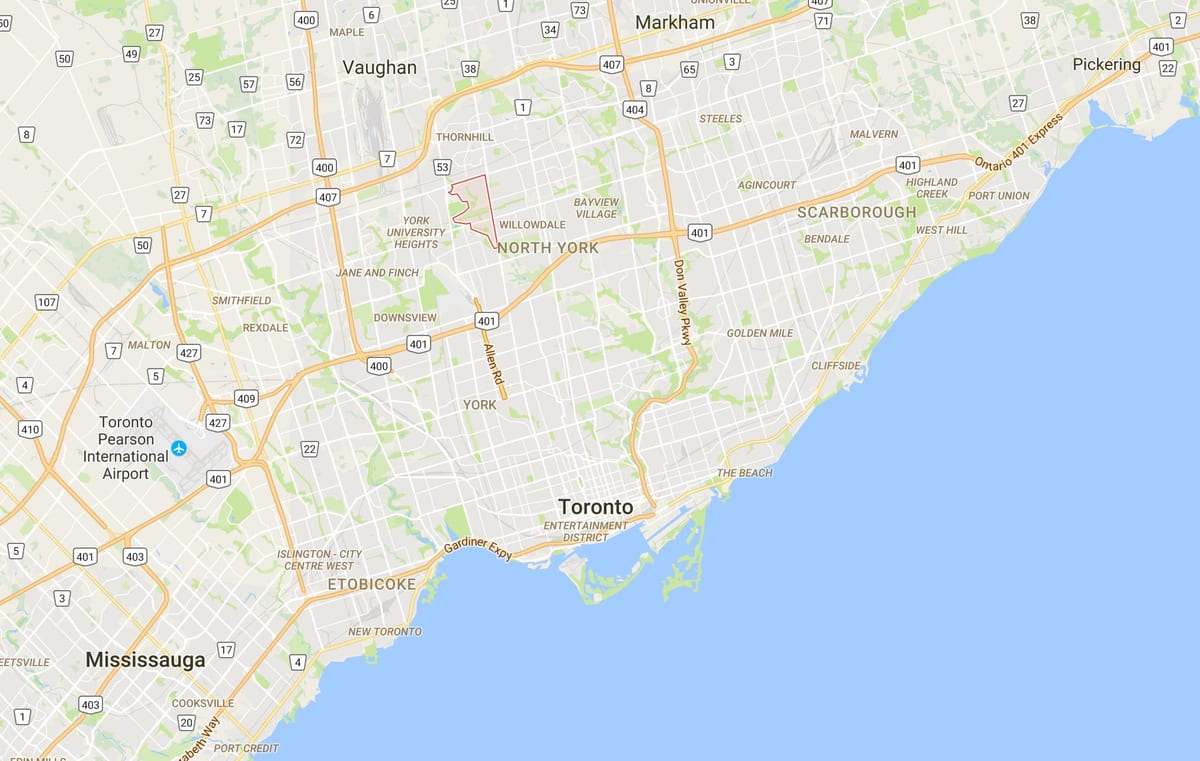 Map of Westminster–Branson дүүргийн Торонто