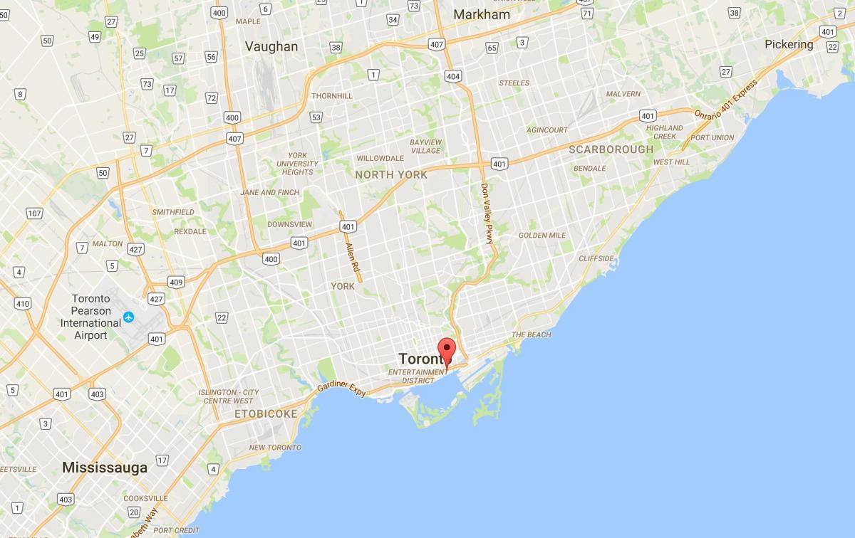 Газрын зураг нь Зүүн Bayfront дүүргийн Торонто