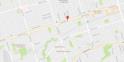 Газрын зураг нь Зүүн Danforth хөрш Торонто