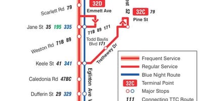 Зураг TTC 32 Eglinton Баруун автобусны маршрут Торонто