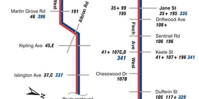 Зураг TTC 36 Finch Баруун автобусны маршрут Торонто
