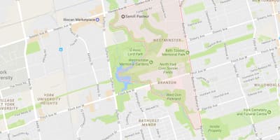 Map of Westminster–Branson хөрш Торонто